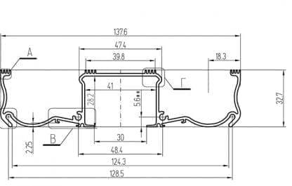 Technical drawing with dimensions of the LED aluminum profile SVETOCH ARCTIC
