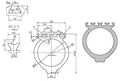 technical drawing SVETOCH CONSOLE Tube fastening for industrial LED lights