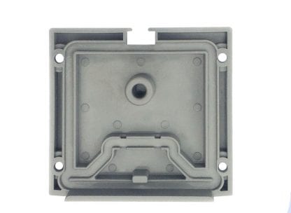 End cap inside SVETOCH QUADRO for aluminum profiles for LED luminaires with recesses for silicone seal and boreholes