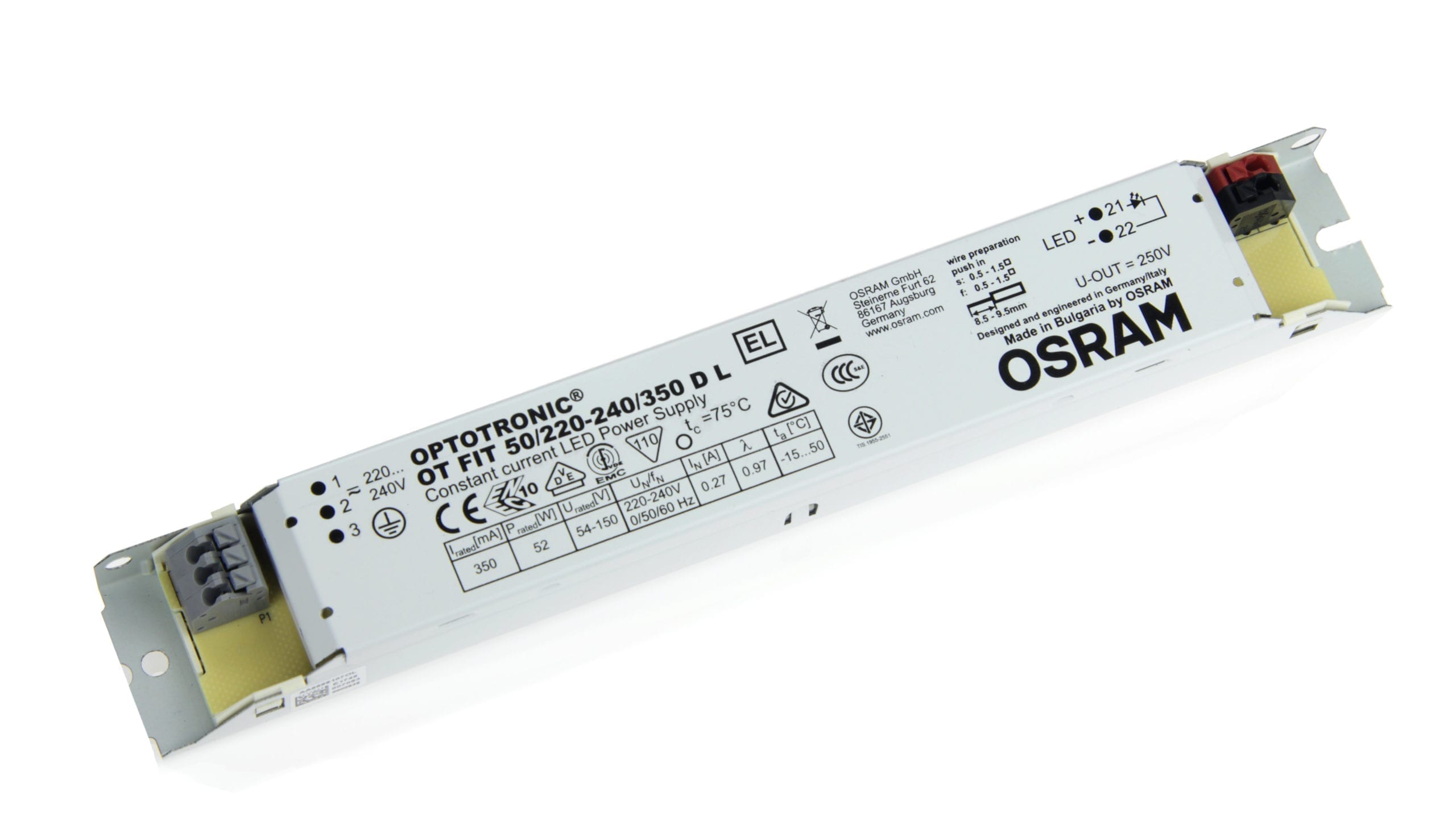 Controlador LED OSRAM - OT FIT 50 220-240 350 D L para componentes LED SVETOCH
